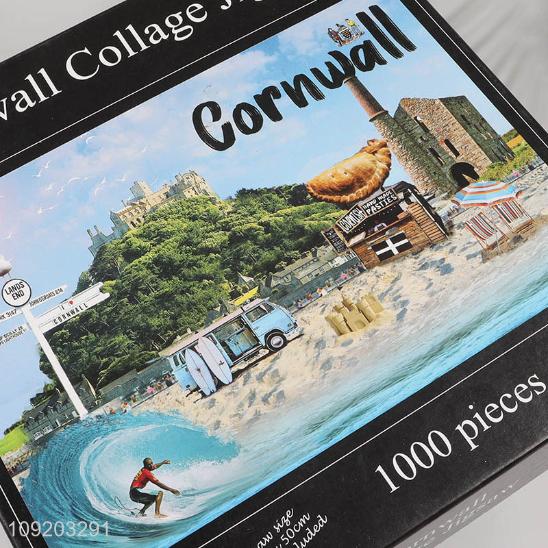 China factory creative 1000pcs Cornwall collage jigsaw toy educational toys