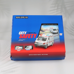 Low price 10pcs music lights inertial rescue vehicle for children