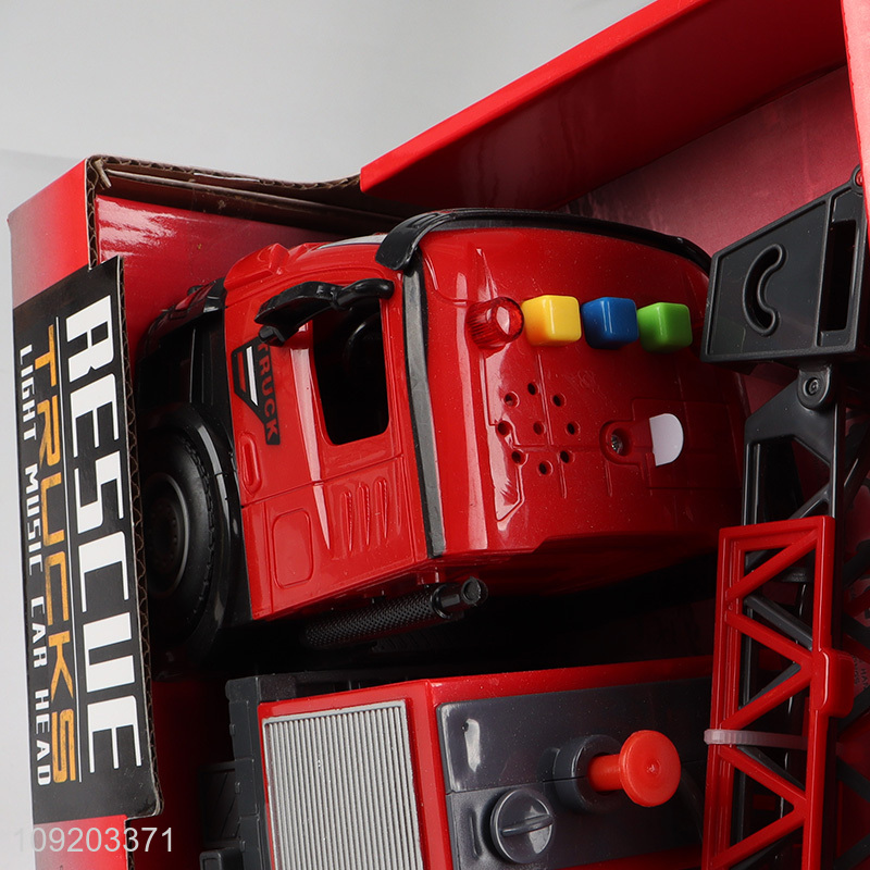 Good selling children truck toys music lights rescue truck toys