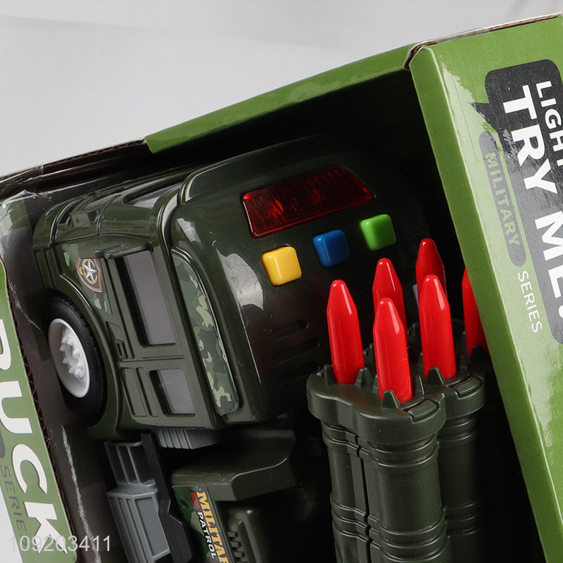 Good quality children truck toys music lights military truck toys