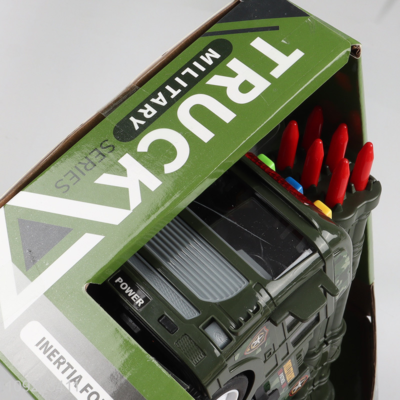 Good quality children truck toys music lights military truck toys