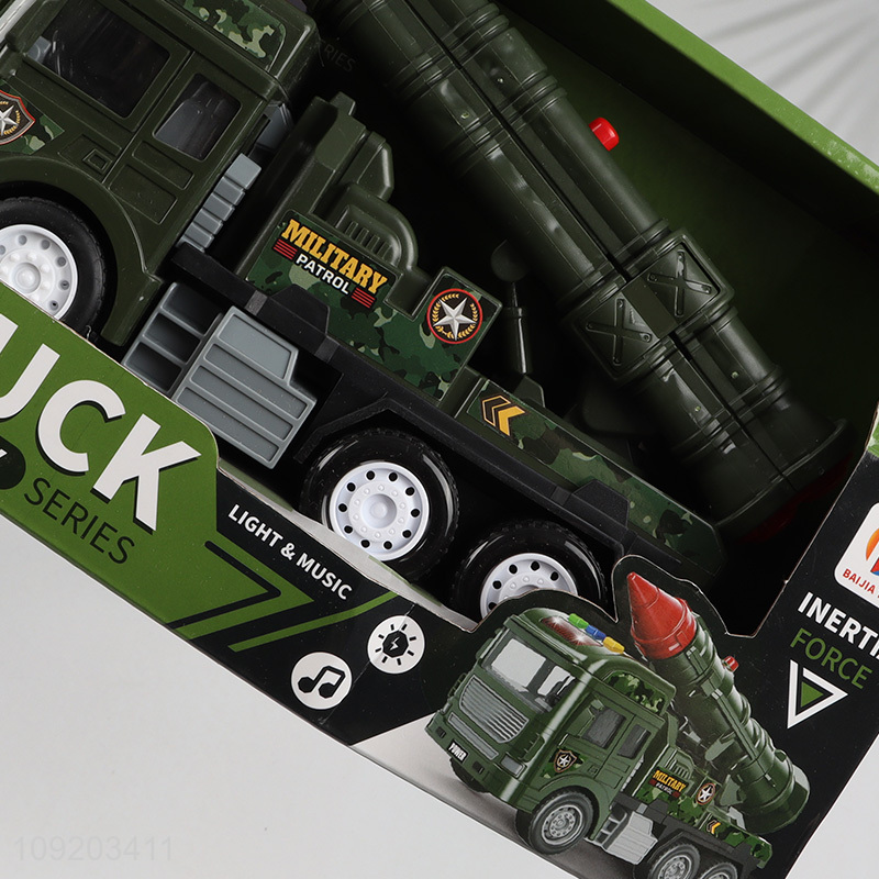 Good quality children truck toys music lights military truck toys