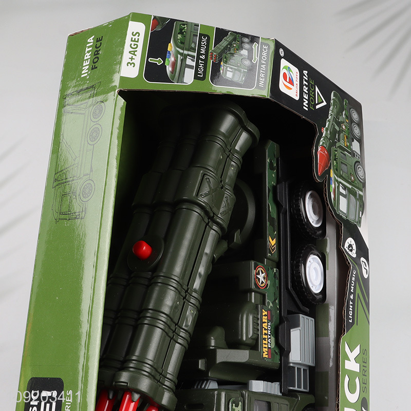 Good quality children truck toys music lights military truck toys
