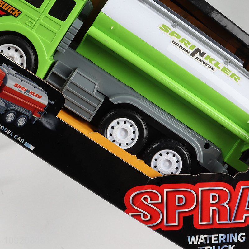 Best selling children inertia watering truck spray truck toys with lights&music