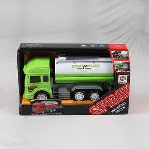 Best selling children inertia watering truck spray truck toys with lights&music
