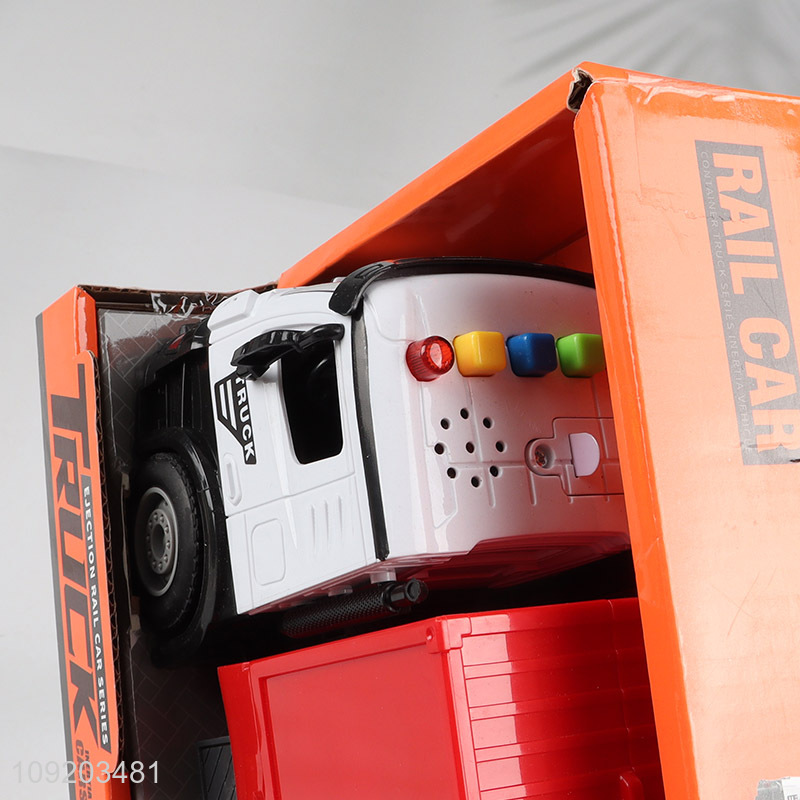 Good selling children inertia ejection rail car toys with lights&music