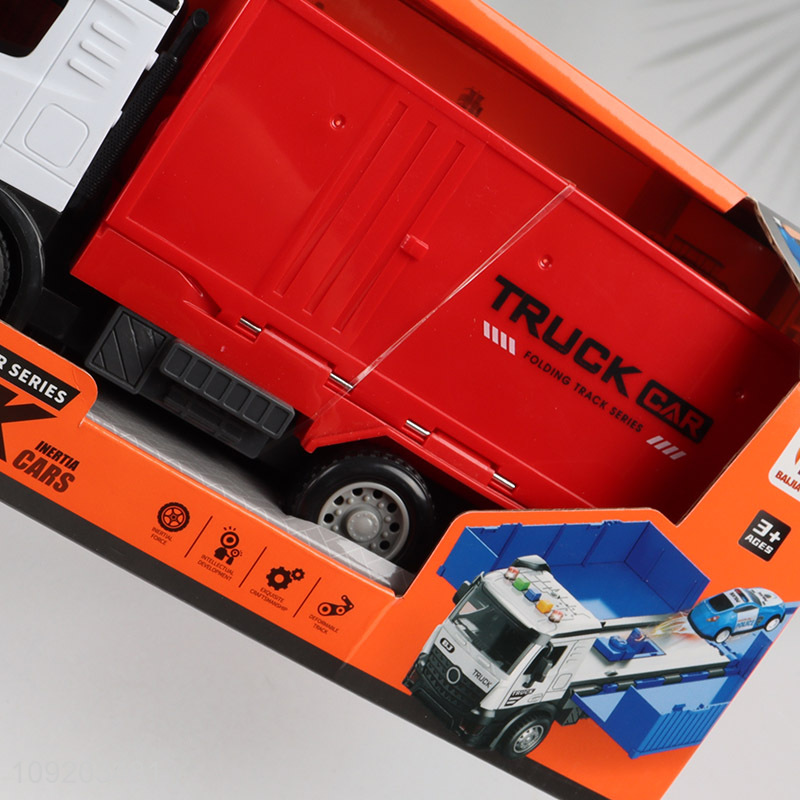 Good selling children inertia ejection rail car toys with lights&music