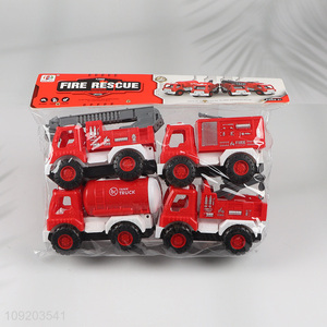 Most popular 4pcs inertia fire rescue truck toys for children