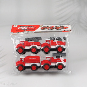 Yiwu market 4pcs children car model toys fire engine truck toys