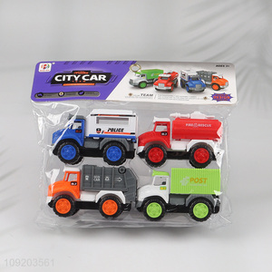 Top quality 4pcs children car model toys city truck toys for sale