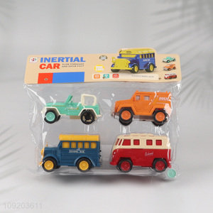 New arrival 4pcs cartoon car model toys children inertial car toys