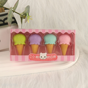 Online Wholesale 4 Pieces Cute Ice Cream Cone Erasers for Kids Students
