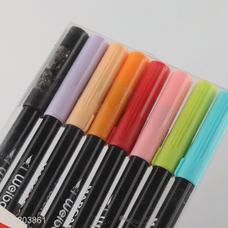 Factory Price 8 Colors Non-Toxic Dual Tip Highlighter Pens for School Students