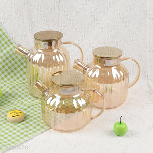 Factory price household glass tea kettle tea pot with handle