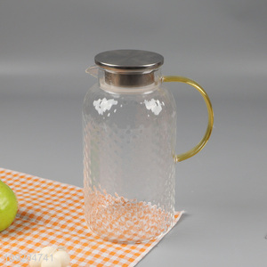 Yiwu market clear glass home kitchen water jug water pot with handle