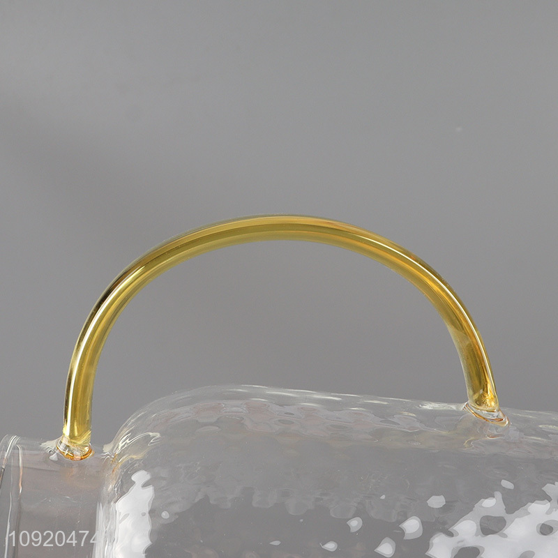 Yiwu market clear glass home kitchen water jug water pot with handle