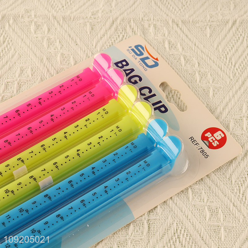 High Quality 6PCS Colorful Plastic Food Snack Bread Bag Sealing Clips