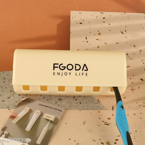 Hot Sale 6 Slots Wall Mounted Plastic Toothbrush Holder Bathroom Accessories