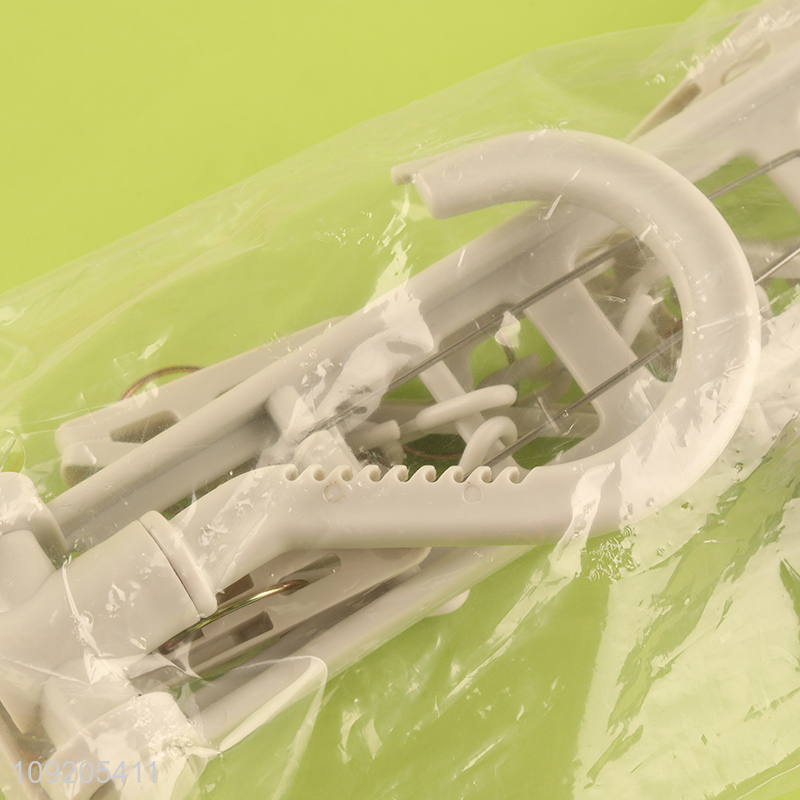 Wholesale Portable Adjustable Clothes Hanger Socks Drying Rack With Clips