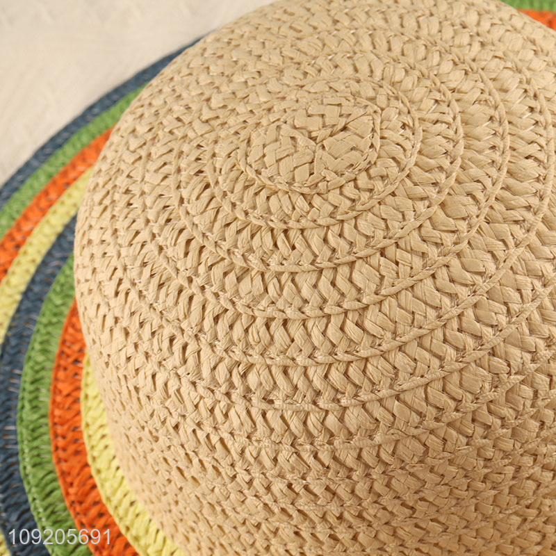 Wholesale Women'S Straw Hat Summer Wide Brim Floppy Beach Sun Hat