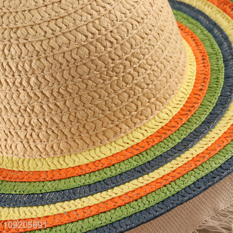 Wholesale Women'S Straw Hat Summer Wide Brim Floppy Beach Sun Hat