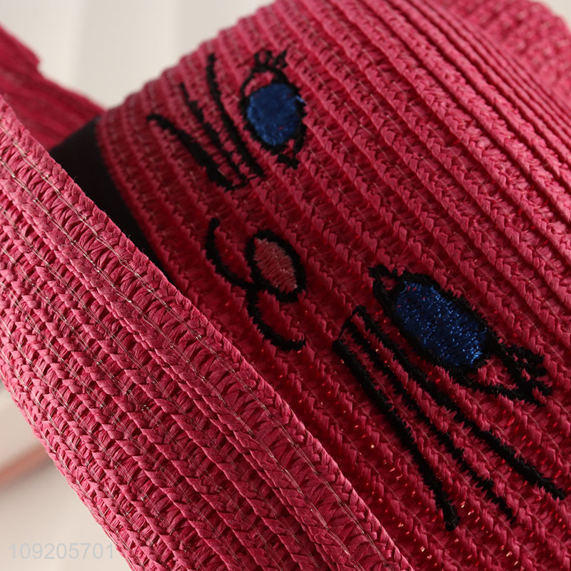 New Arrival Kids Straw Hat Cat Sun Hat Summer Beach Hat