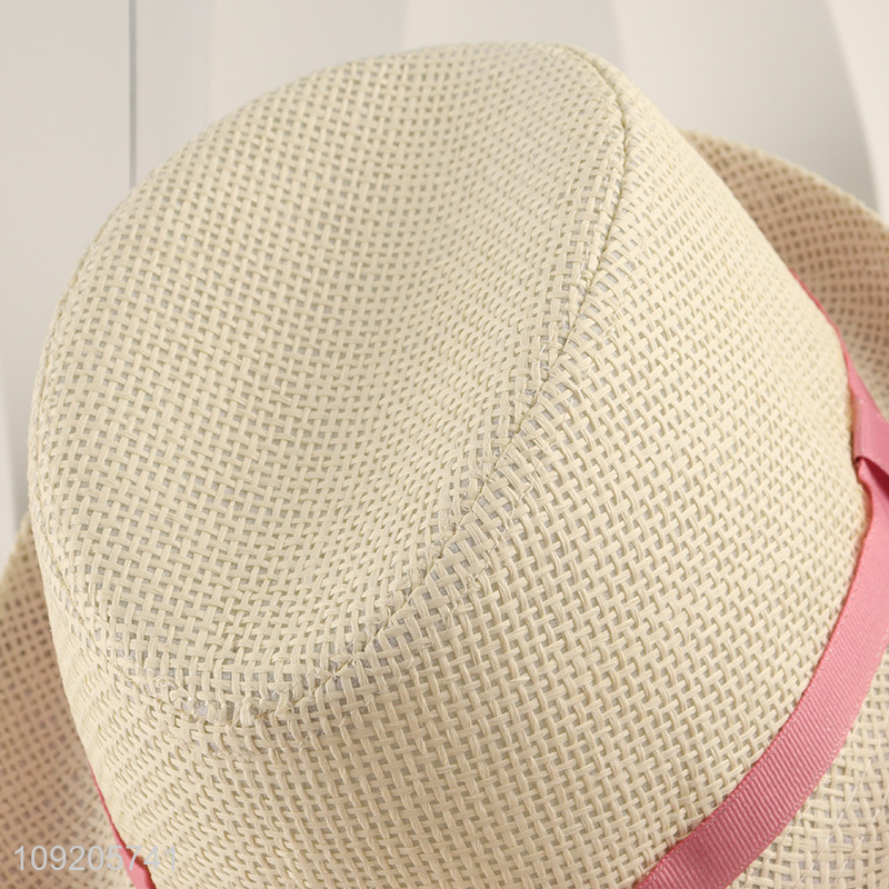 Wholesale Straw Fedora Hat Short Brim Summer Sun Hat for Men Women