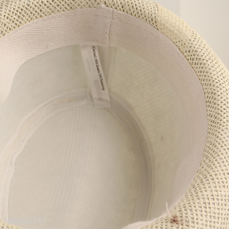 Wholesale Straw Fedora Hat Short Brim Summer Sun Hat for Men Women