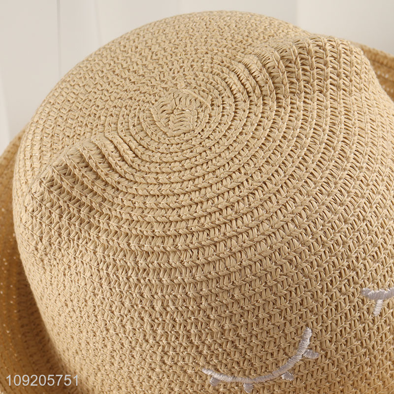 Good Quality Kids Straw Hat Cat Beach Hat Outdoor Sun Hat
