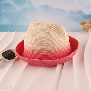 Factory Price Kids Straw Hat Cat Sun Hat Baby Straw Hat