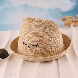 Hot Selling Kids Straw Hat Cat Sun Hat Summer Beach Hat