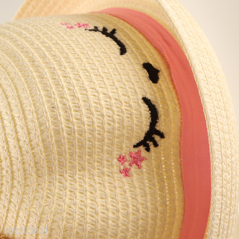 High Quality Kids Straw Hat Cat Sun Hat Toddler Straw Hat