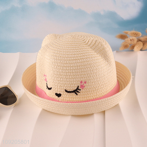 High Quality Kids Straw Hat Cat Sun Hat Toddler Straw Hat