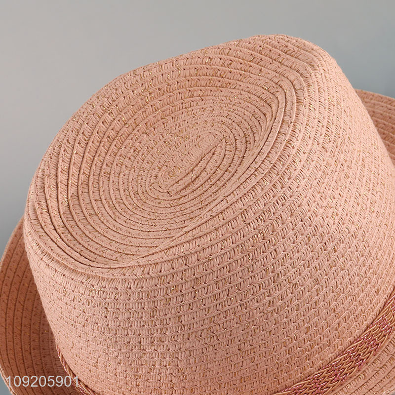 Factory Supply Men Women Straw Fedora Hat Summer Short Brim Beach Hat