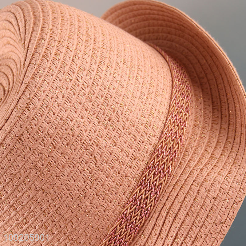 Factory Supply Men Women Straw Fedora Hat Summer Short Brim Beach Hat