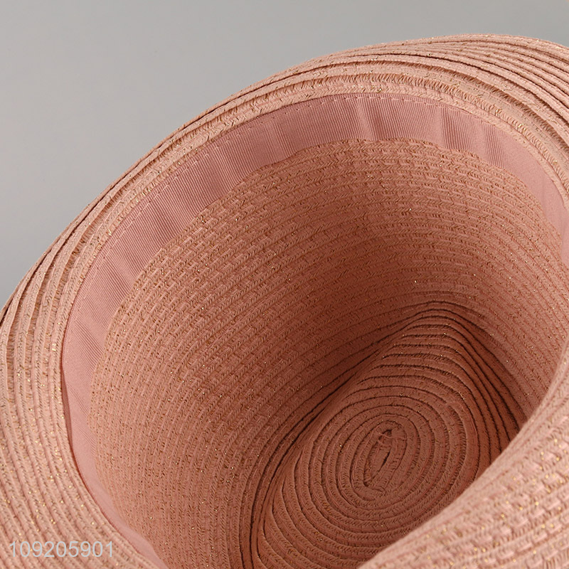 Factory Supply Men Women Straw Fedora Hat Summer Short Brim Beach Hat
