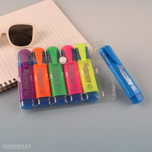 Factory Supply 6 Colors Chisel Tip Highliter Markers for School Students