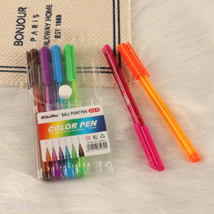 New Product 6 Pieces Colorful Ballpoint Pens Set for Writing & Journaling