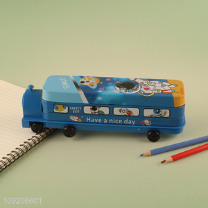 Factory Price Cute Train Shaped Metal Pencil Case for School Students