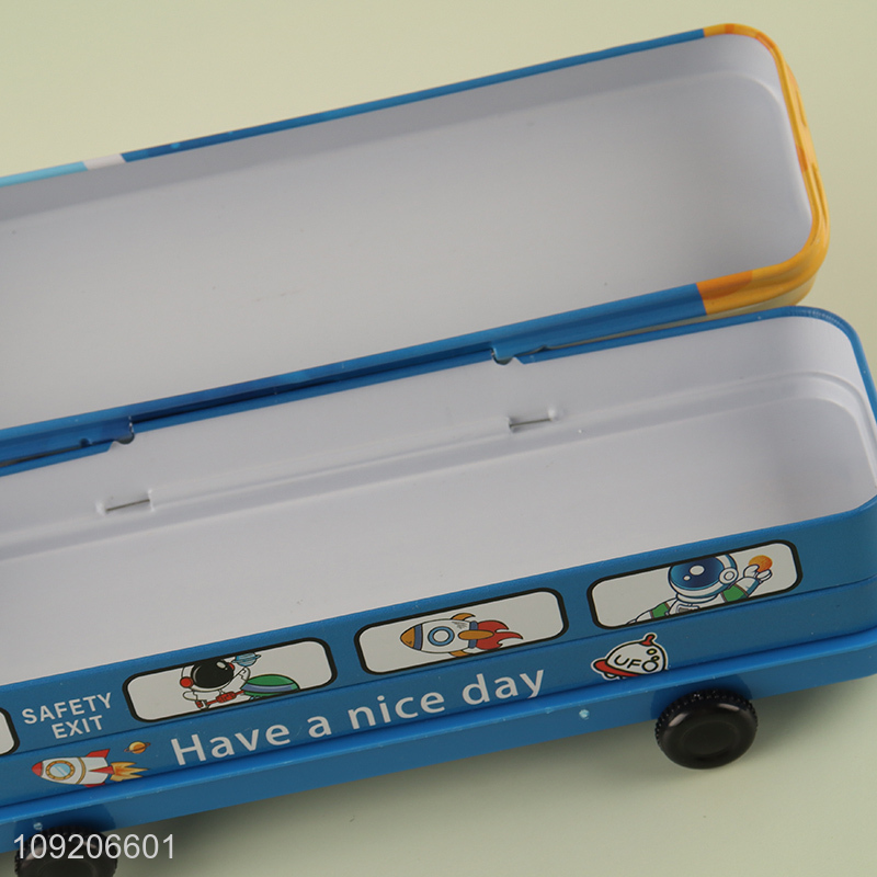 Factory Price Cute Train Shaped Metal Pencil Case for School Students