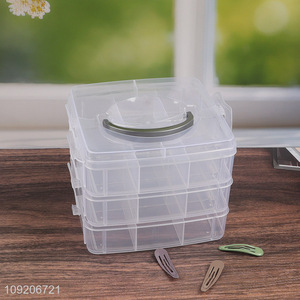 Online Wholesale 3-Tier 18-Grid Clear Plastic Storage Box for Hair Ties