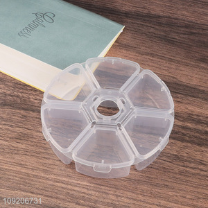 New Arrival 6-Grid Round Plastic Storage Box for Beads Charms Jewelry