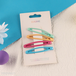 Good Quality 4 Pieces Colorful Metal Hair Clips Snap Hair Clips