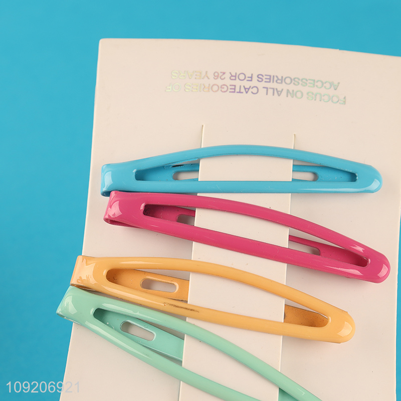 Good Quality 4 Pieces Colorful Metal Hair Clips Snap Hair Clips
