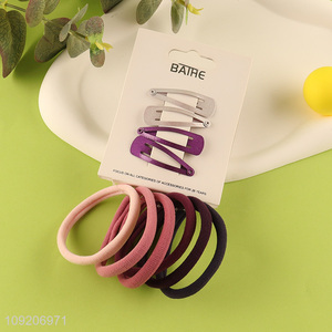 New Arrival 14PCS/Set Elastic Hair Ties and Snap Hair Clips Set