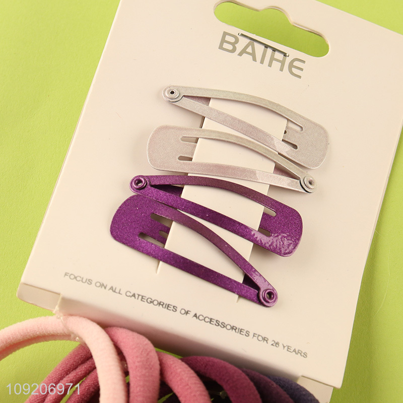 New Arrival 14PCS/Set Elastic Hair Ties and Snap Hair Clips Set