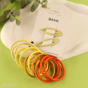 Good Quality 14PCS/Set Elastic Hair Ties and Snap Hair Clips Set