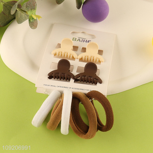 New Product 10PCS/Set Elastic Hair Bands and Hair Claw Clips Set