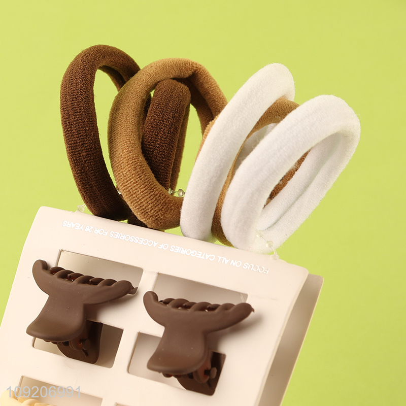 New Product 10PCS/Set Elastic Hair Bands and Hair Claw Clips Set