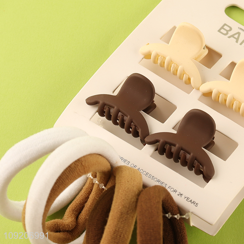 New Product 10PCS/Set Elastic Hair Bands and Hair Claw Clips Set